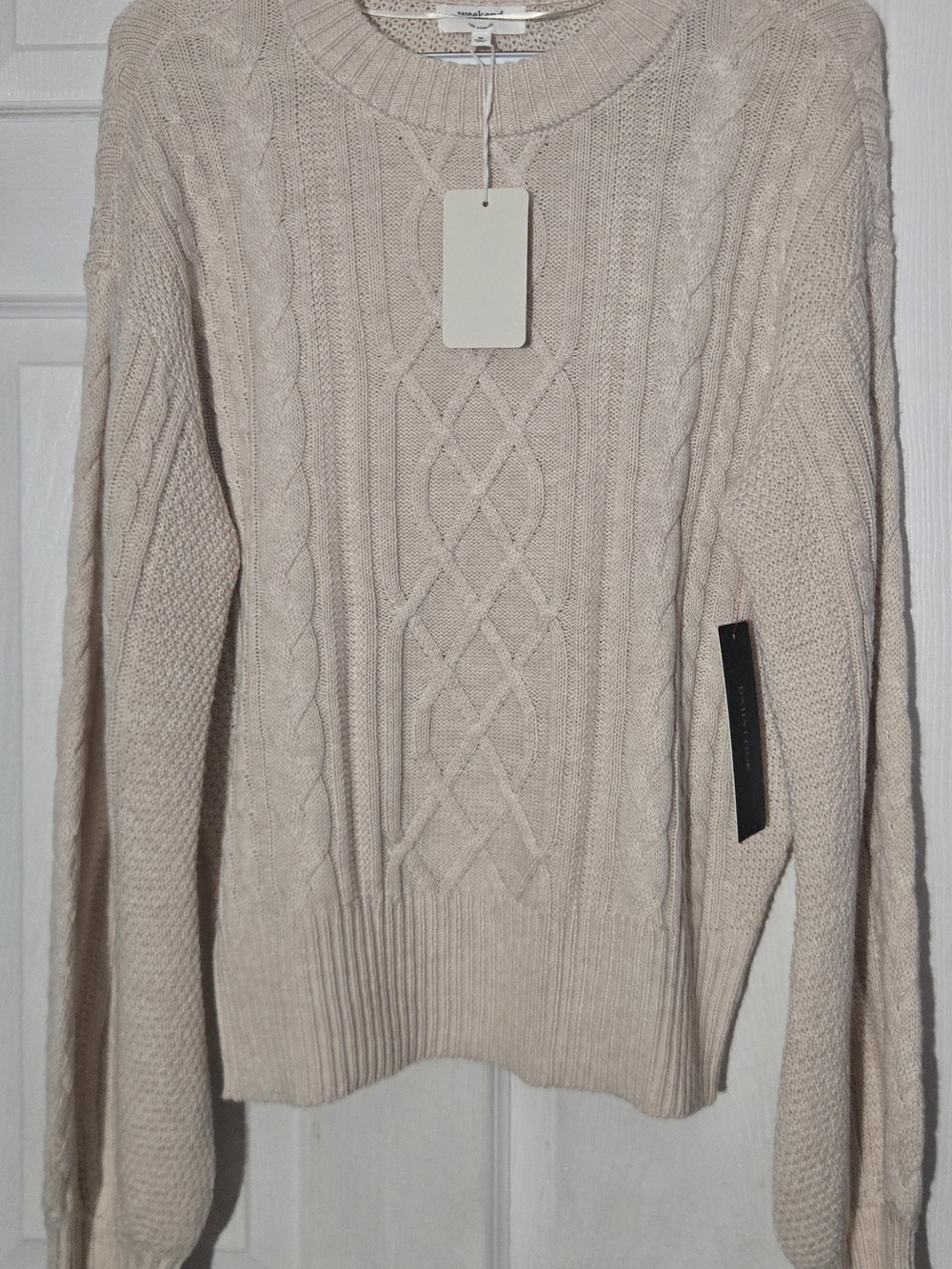 Cable Knit Crewneck Sweater - Cream
